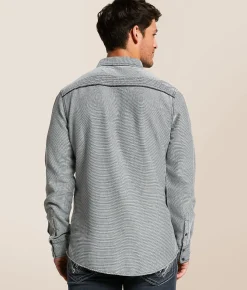 Buckle Black Textured Standard Shirt White Black Best
