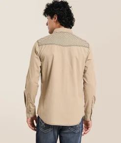 Buckle Black Textured Sdard Shirt Tan Online