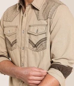 Buckle Black Textured Sdard Shirt Tan Online