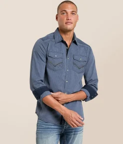 Buckle Black Textured Standard Shirt Blue Hot