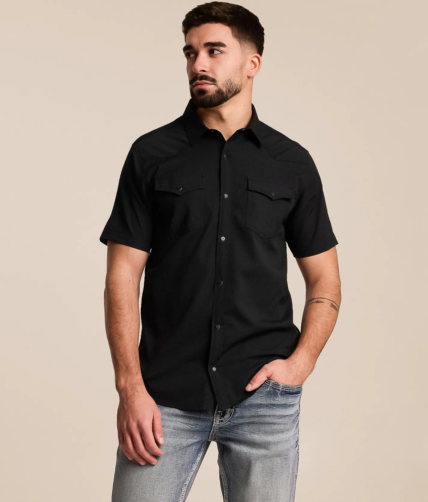 Tops | Gentry County Textured Standard Shirt Tannin