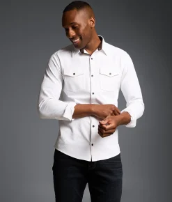 Tops | Outpost Makers Textured Standard Stretch Shirt White