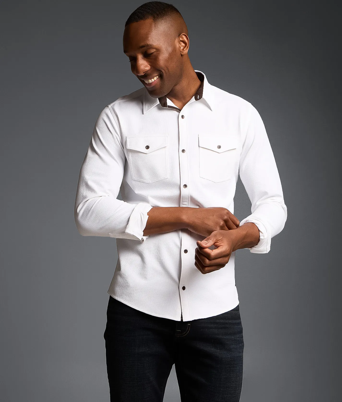 Tops | Outpost Makers Textured Standard Stretch Shirt White