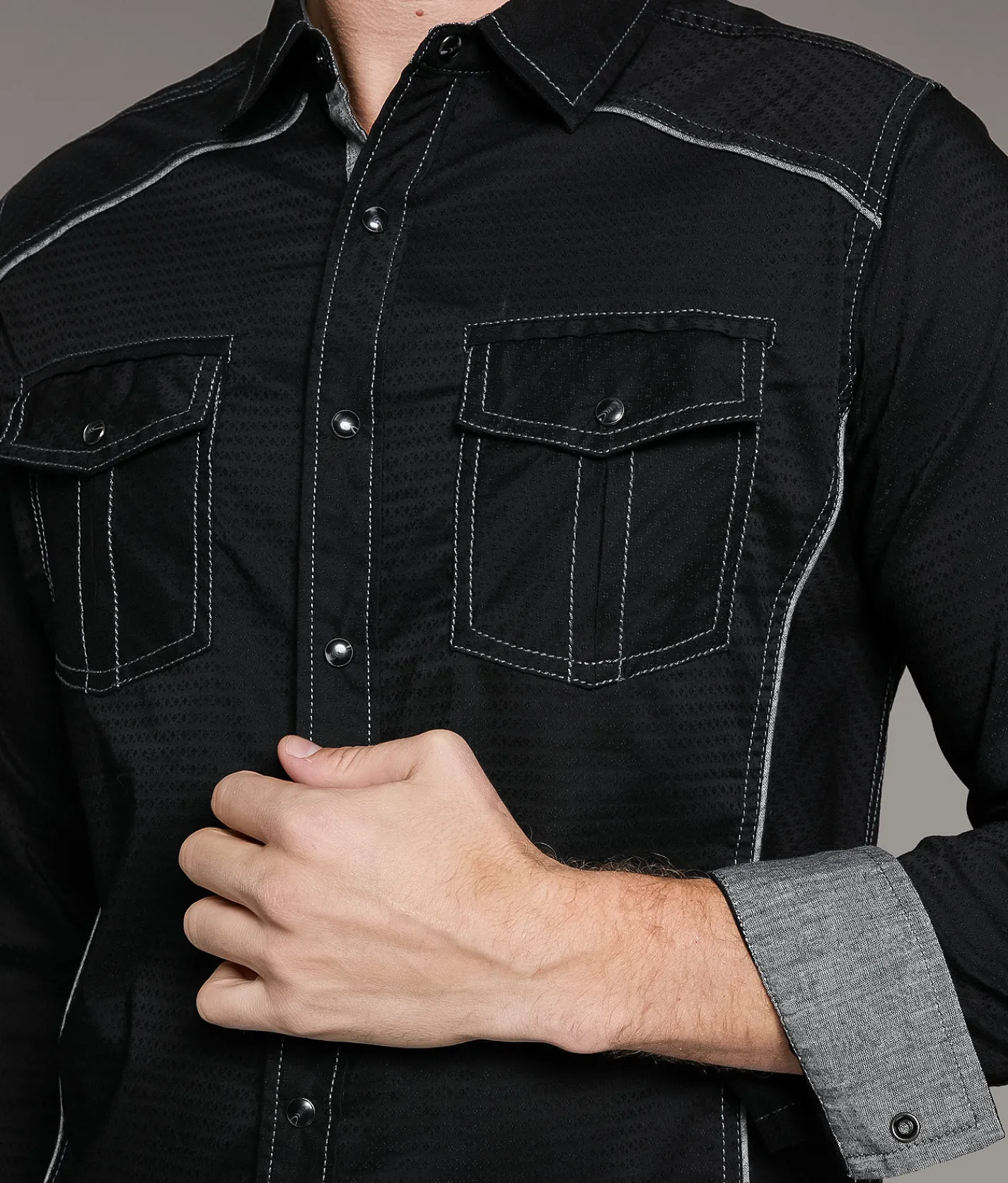 BKE Textured Standard Stretch Shirt Black Outlet
