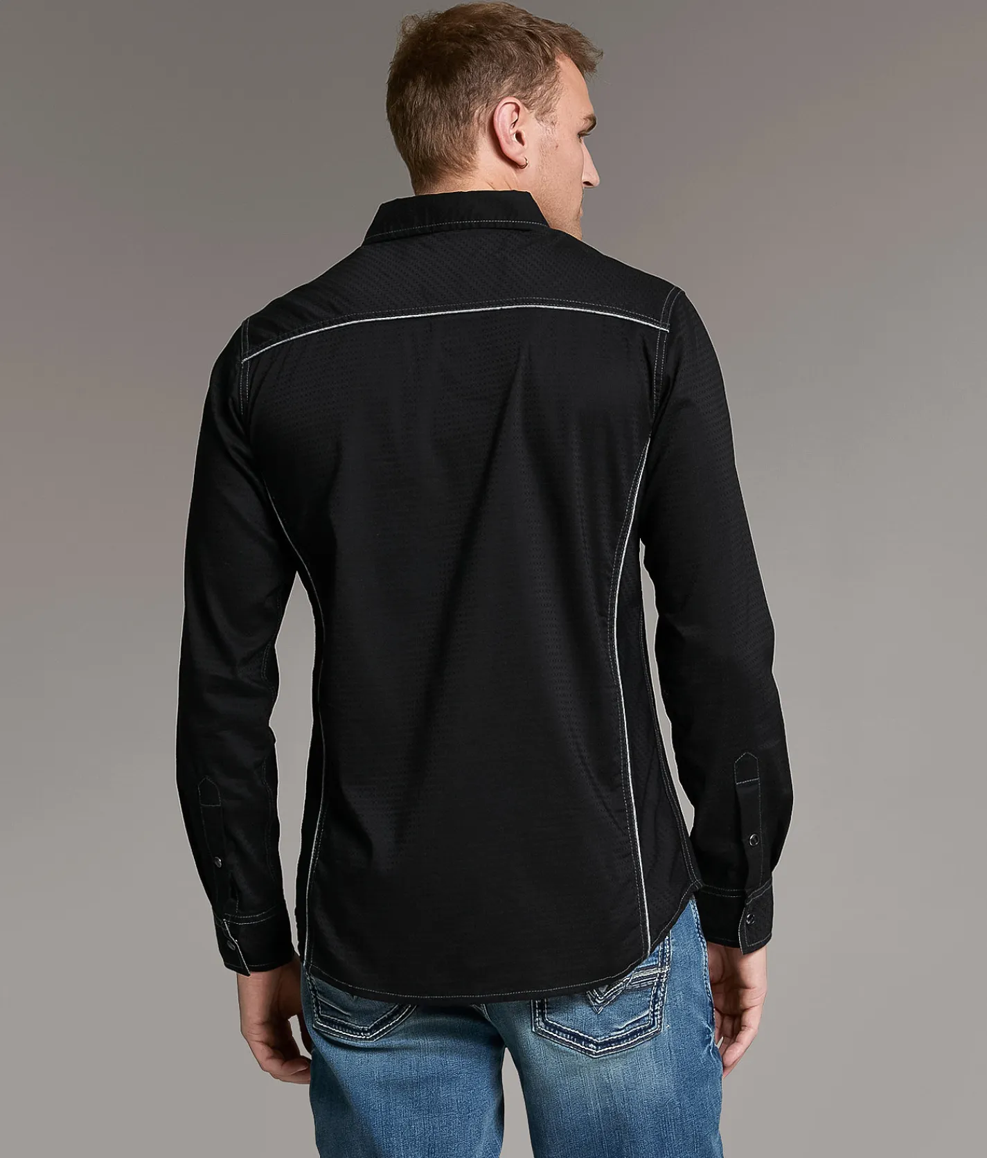 BKE Textured Standard Stretch Shirt Black Outlet