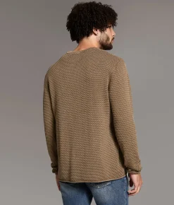 BKE Textured Stonewash Sweater Walnut