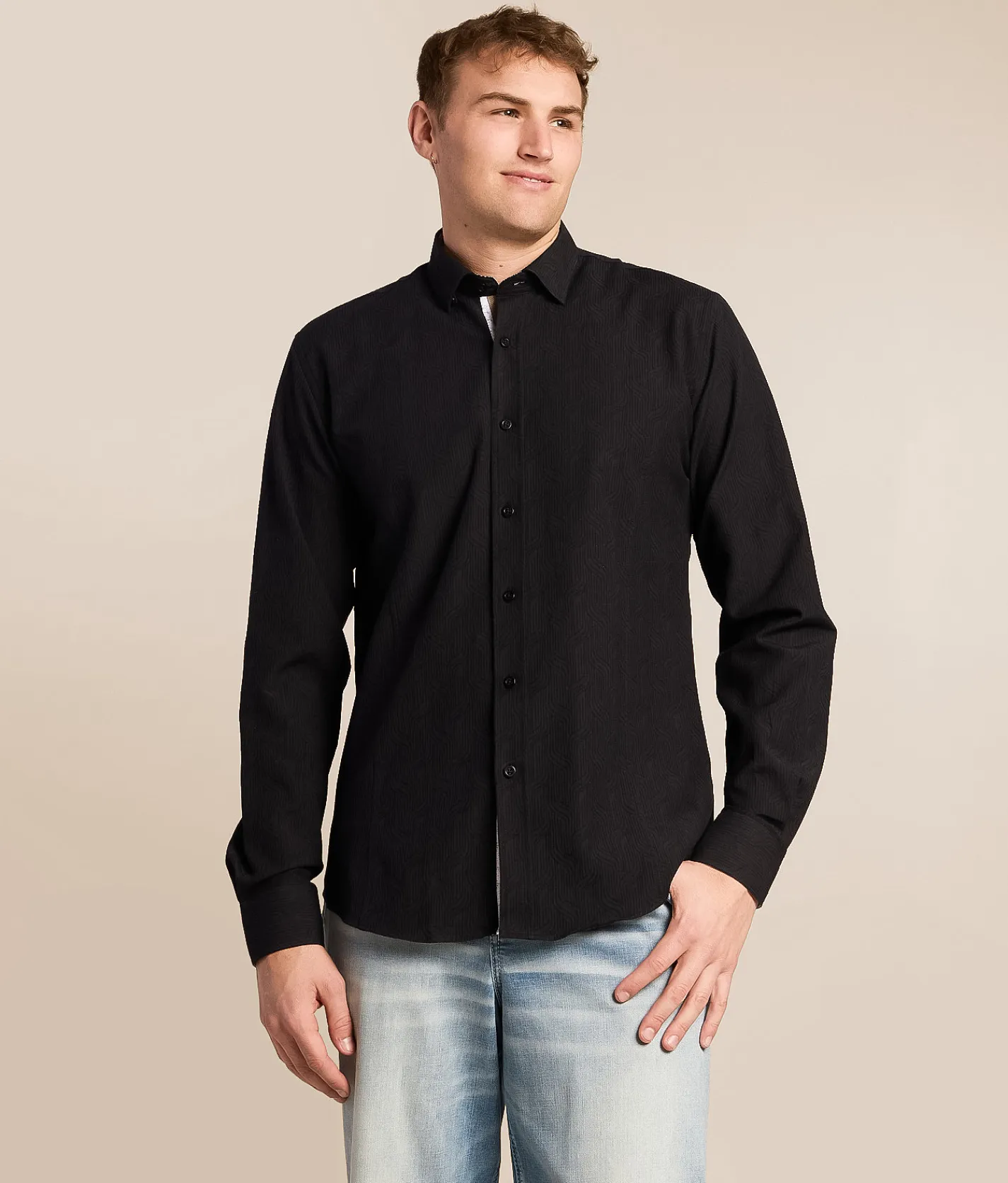 Eight X Textured Stretch Shirt Black New