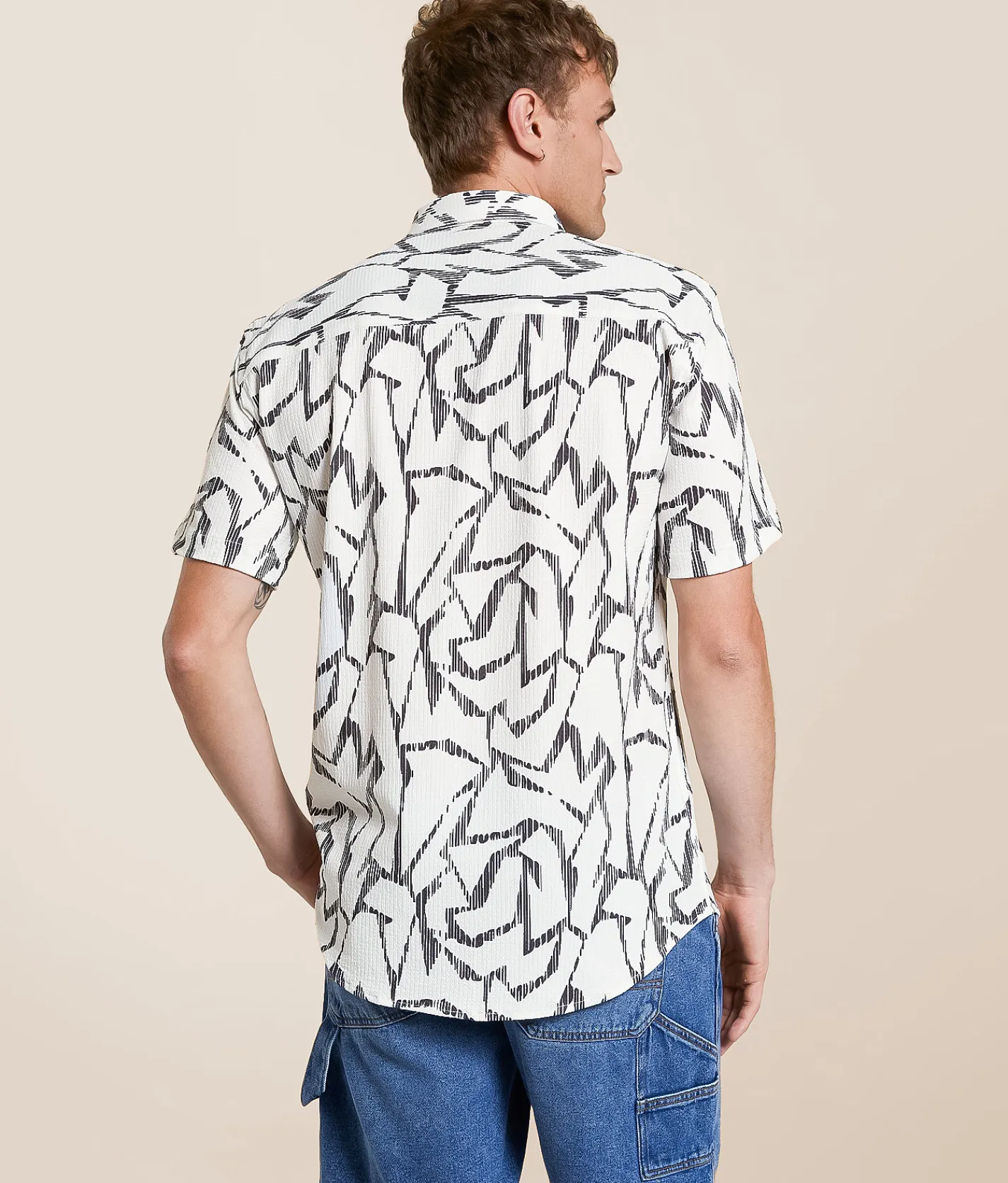 Johnny Q Textured Stretch Shirt White Black