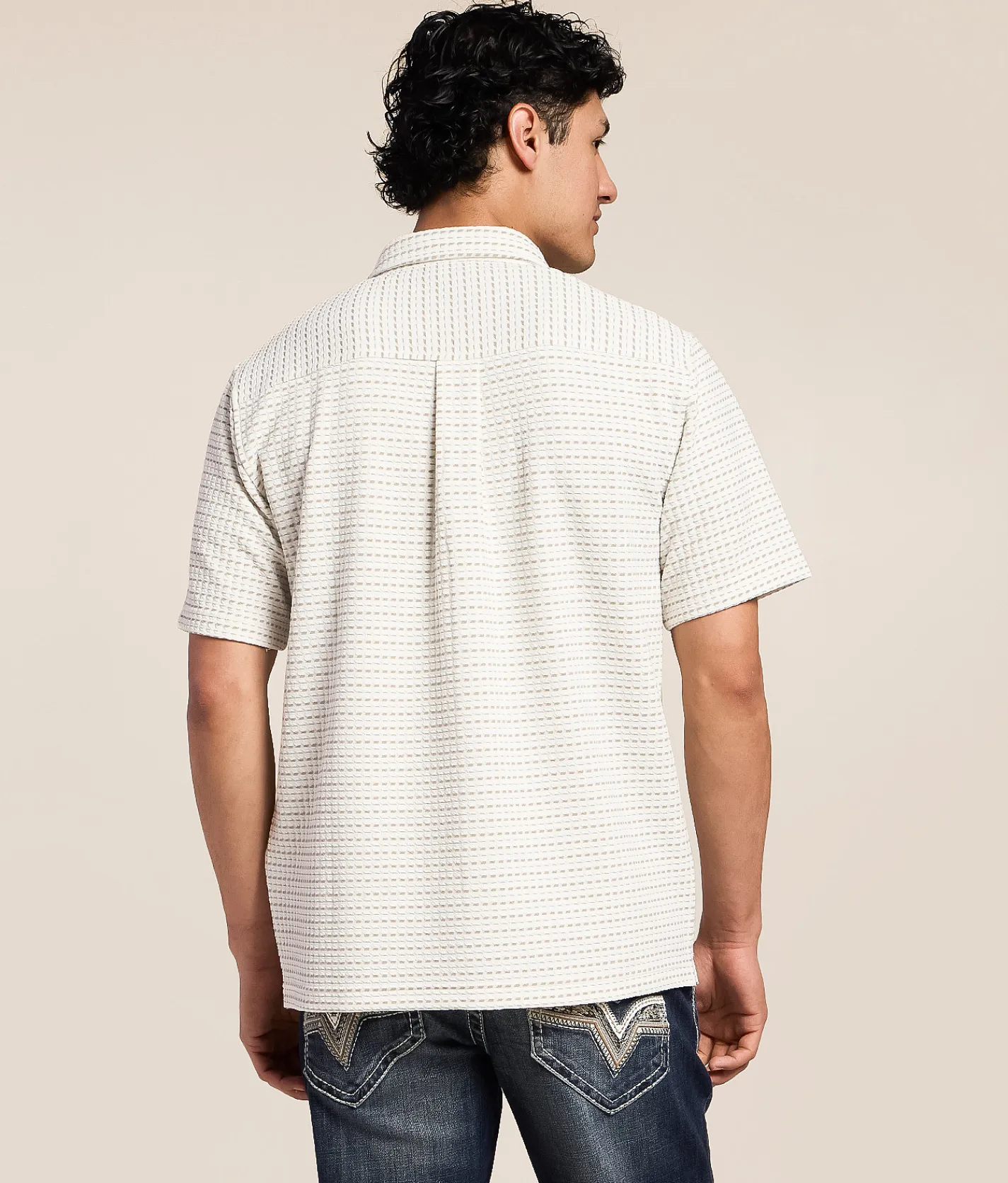 Nova Industries Textured Stripe Shirt White Green Outlet