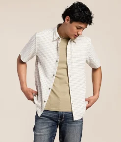 Nova Industries Textured Stripe Shirt White Green Outlet