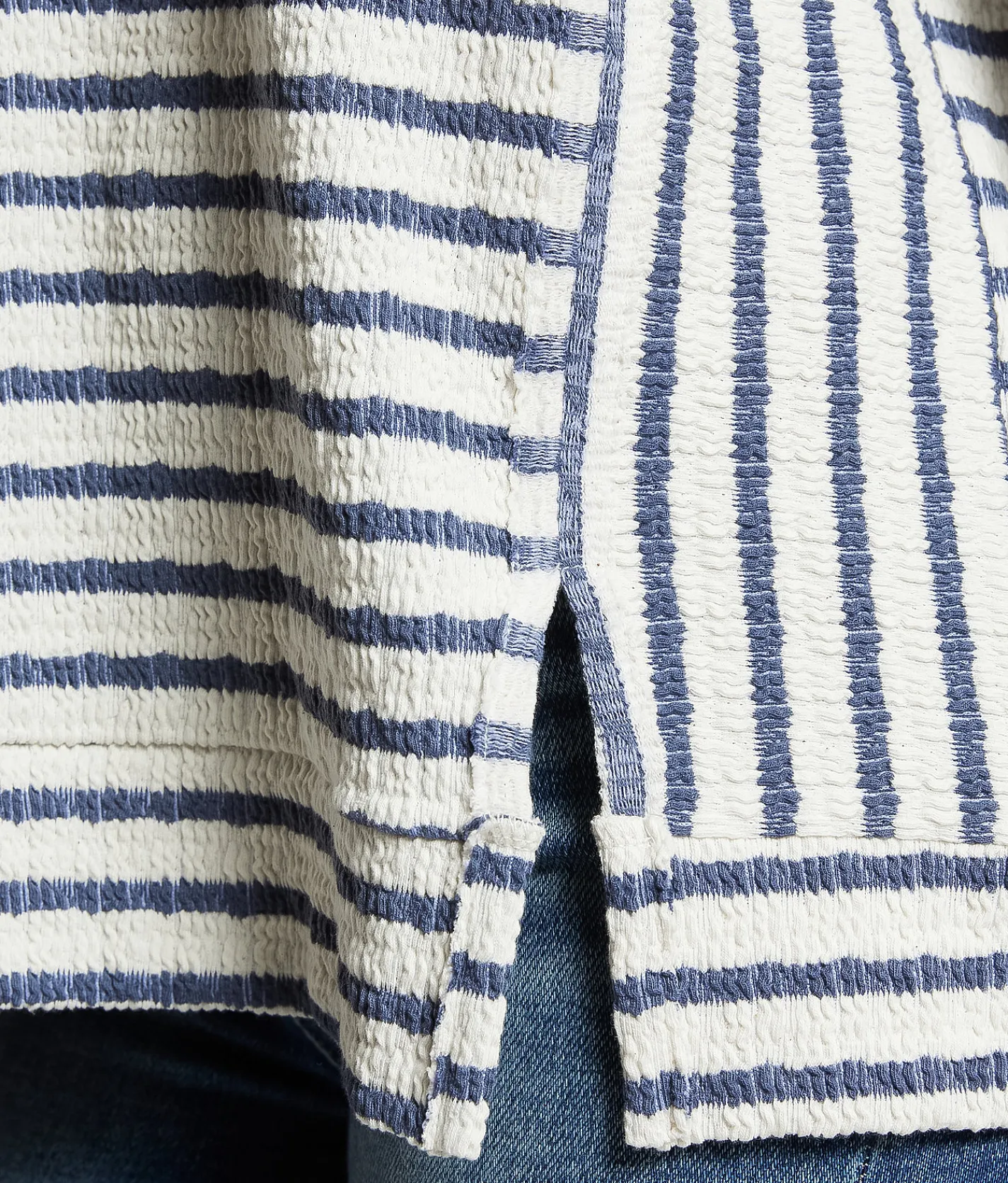 Tops | BKE Textured Stripe Top Indigo Cream