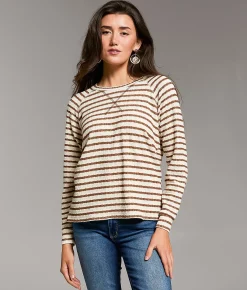 Tops | BKE Textured Stripe Top Cream Meerkat