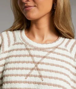 BKE Textured Stripe Top Cream Sage New