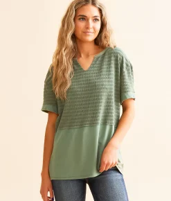Tops | BKE Textured Top Sea Spray
