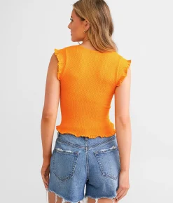 Tops | FITZ + EDDI Textured Top Orange