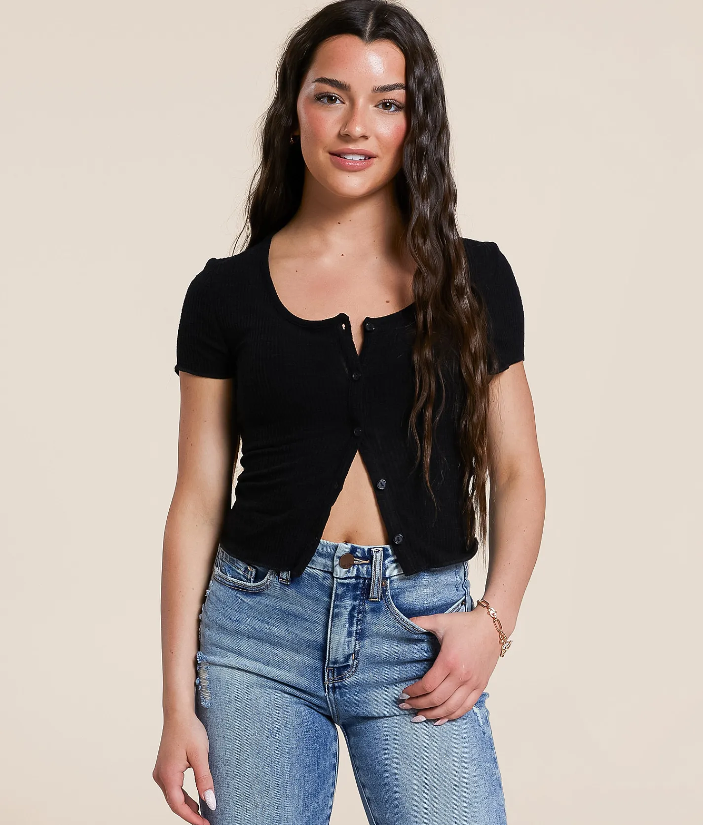Tops | FITZ + EDDI Textured Top Black