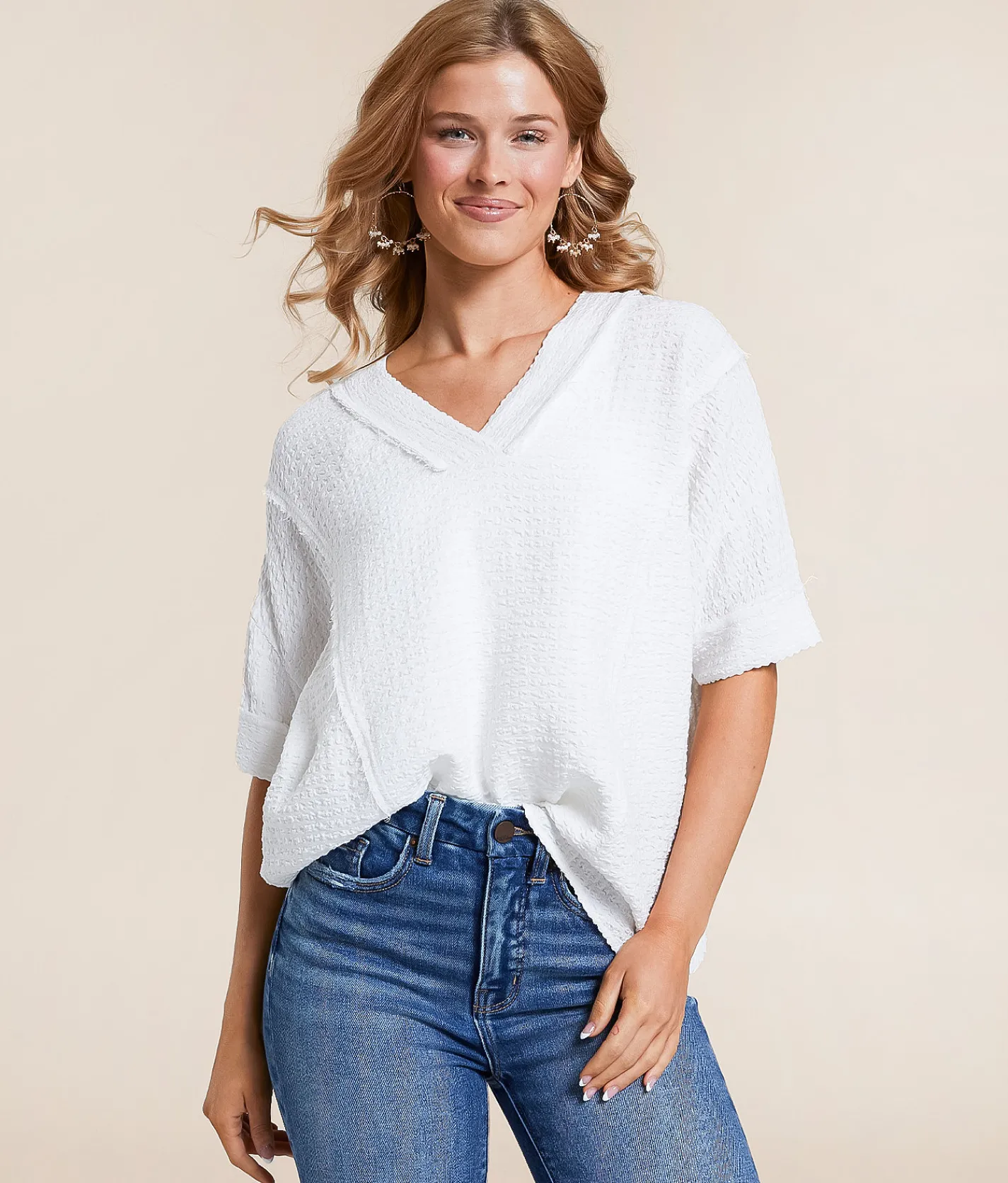 Tops | BKE Textured Top White