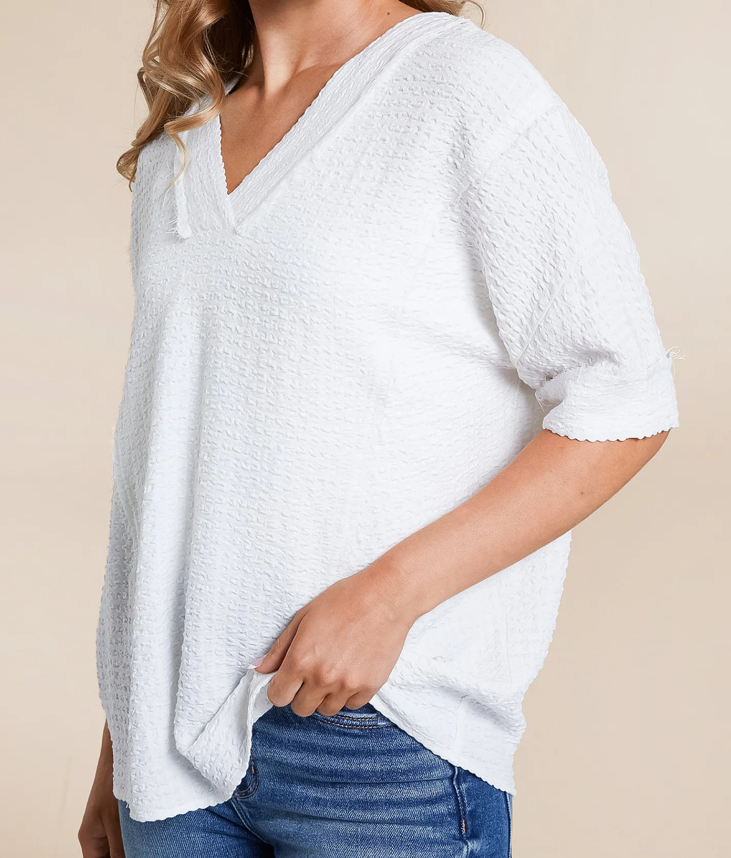 Tops | BKE Textured Top White