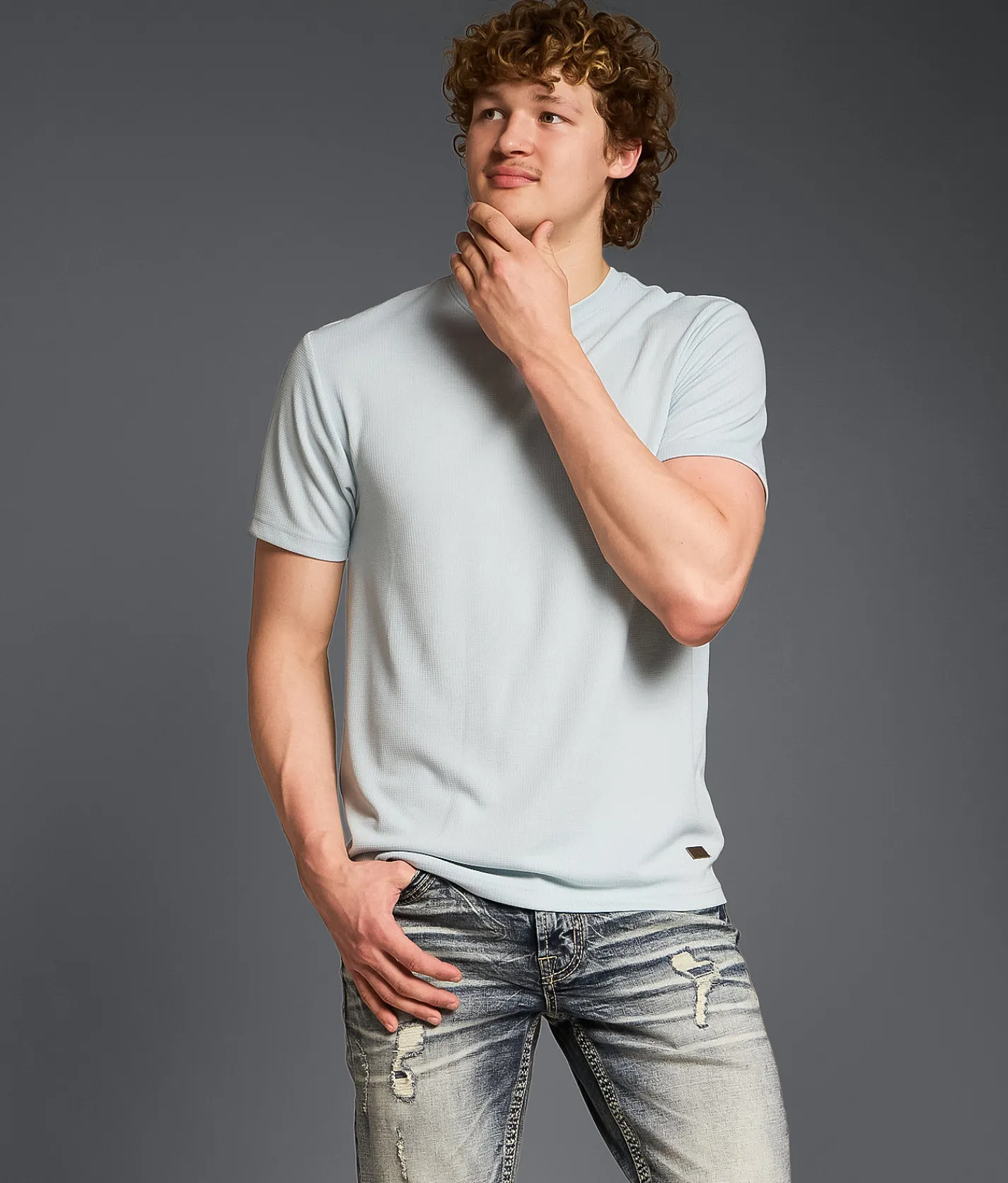Tops | Outpost Makers Textured T-Shirt Blue