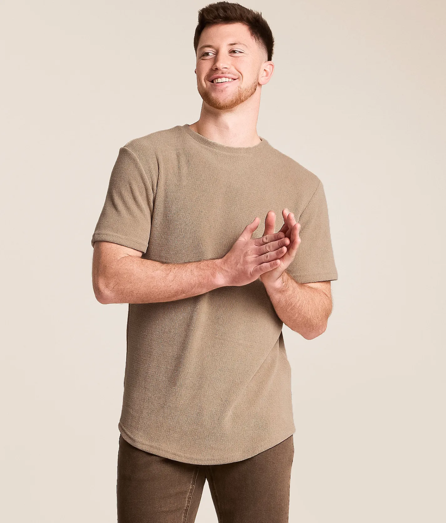 Nova Industries Textured T-Shirt Brown Clearance