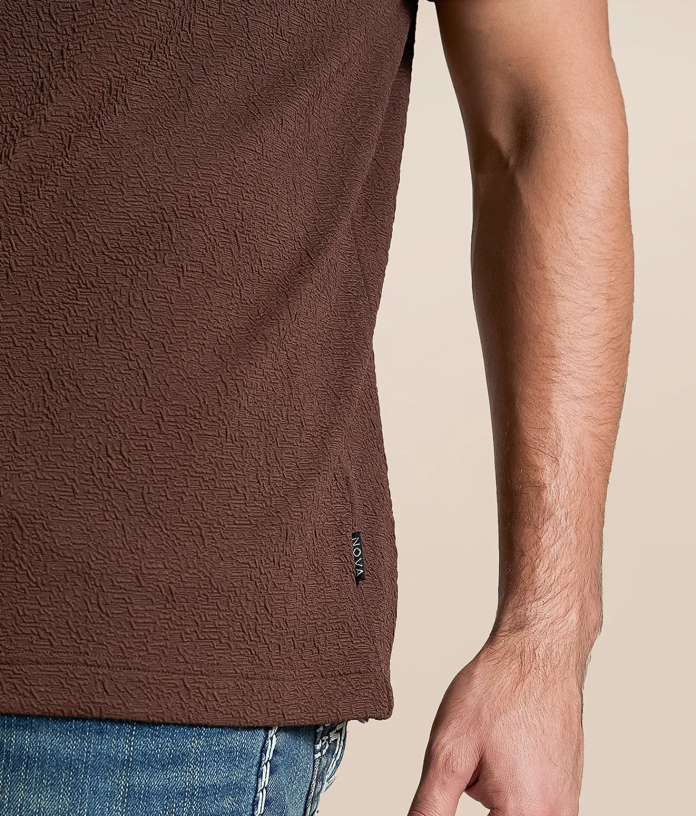 Nova Industries Textured T-Shirt Brown Hot