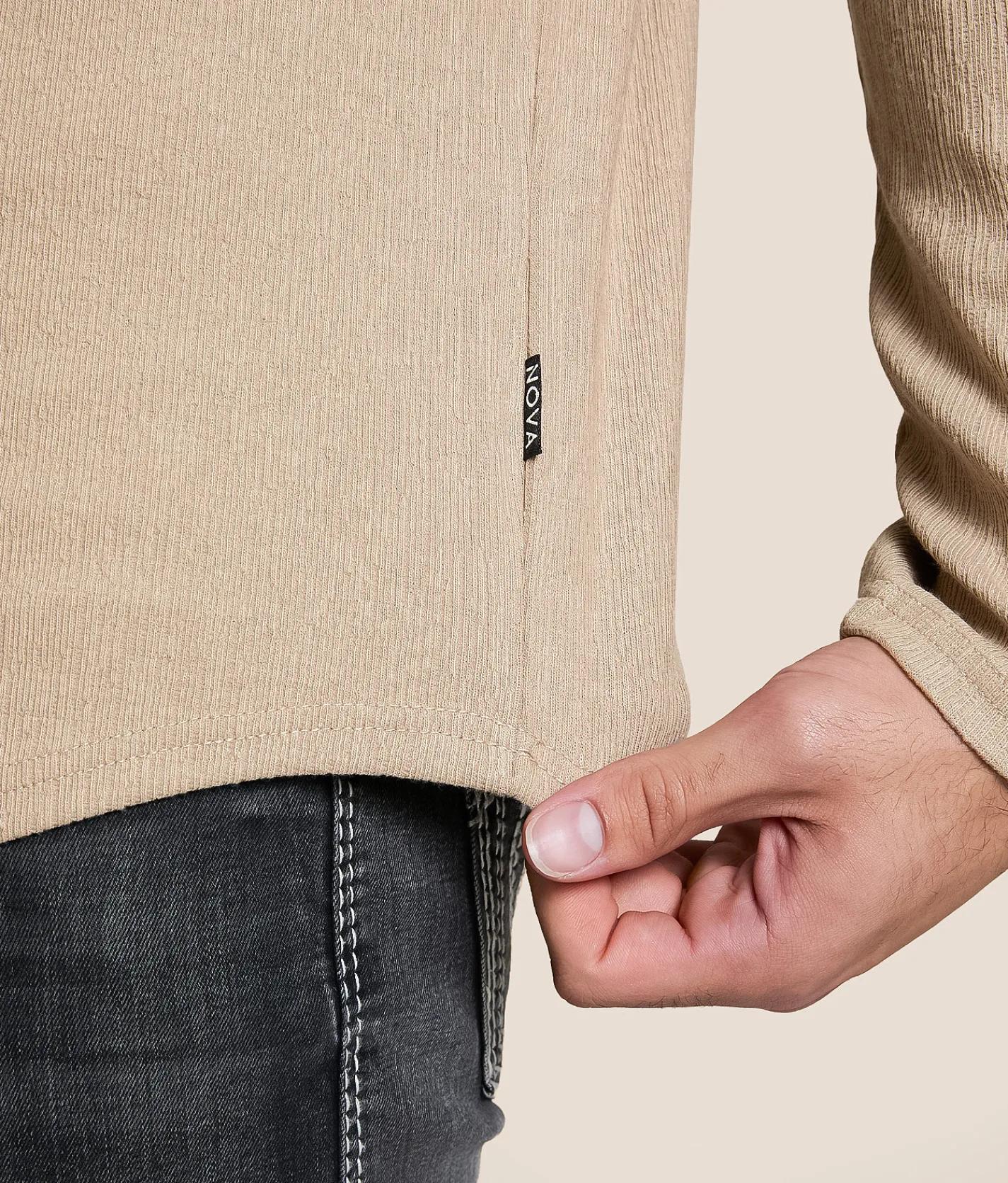 Nova Industries Textured T-Shirt Khaki Sale