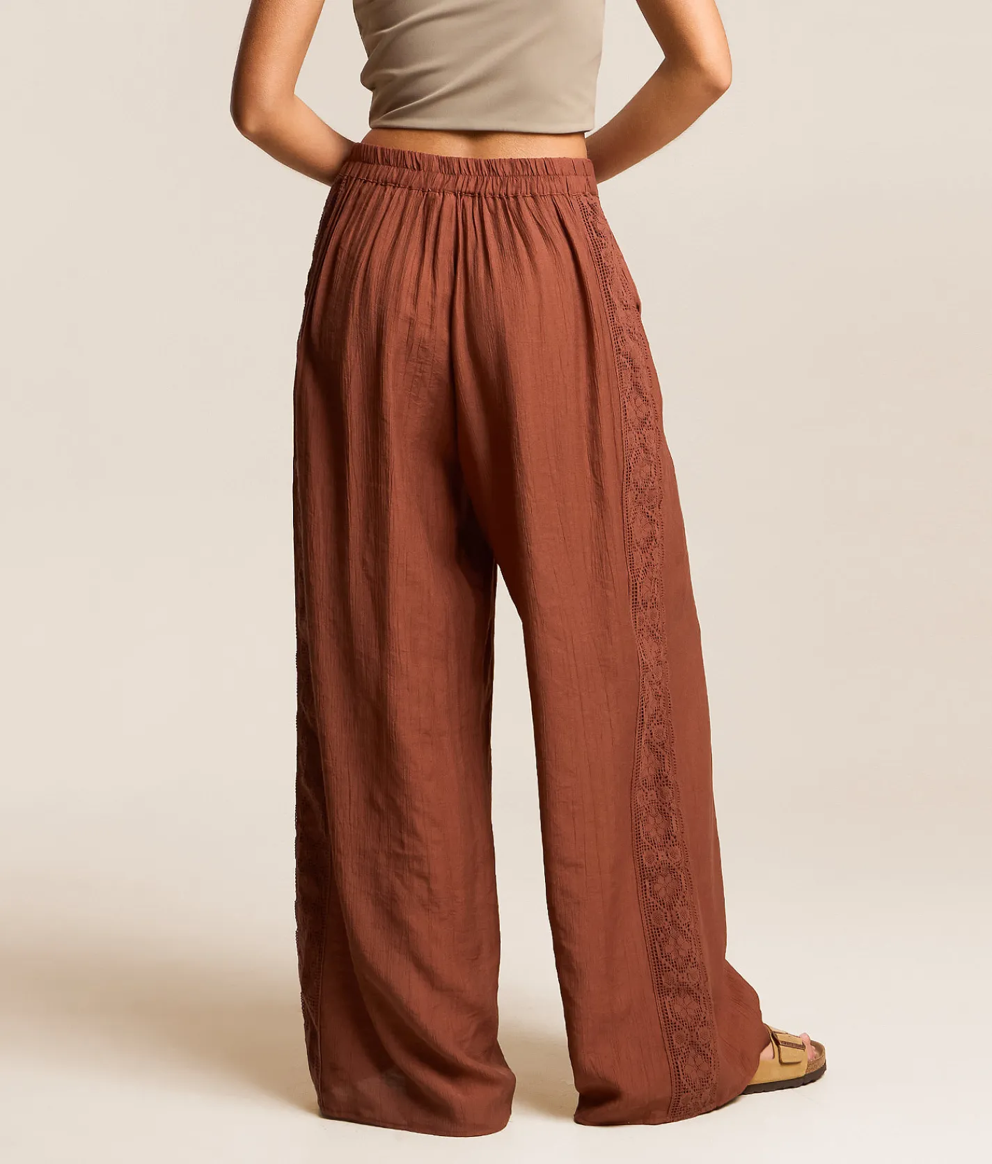 Bottoms | Willow & Root Textured Wide Leg Pant Rose Brown