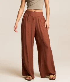 Bottoms | Willow & Root Textured Wide Leg Pant Rose Brown