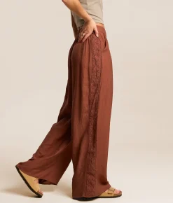 Bottoms | Willow & Root Textured Wide Leg Pant Rose Brown