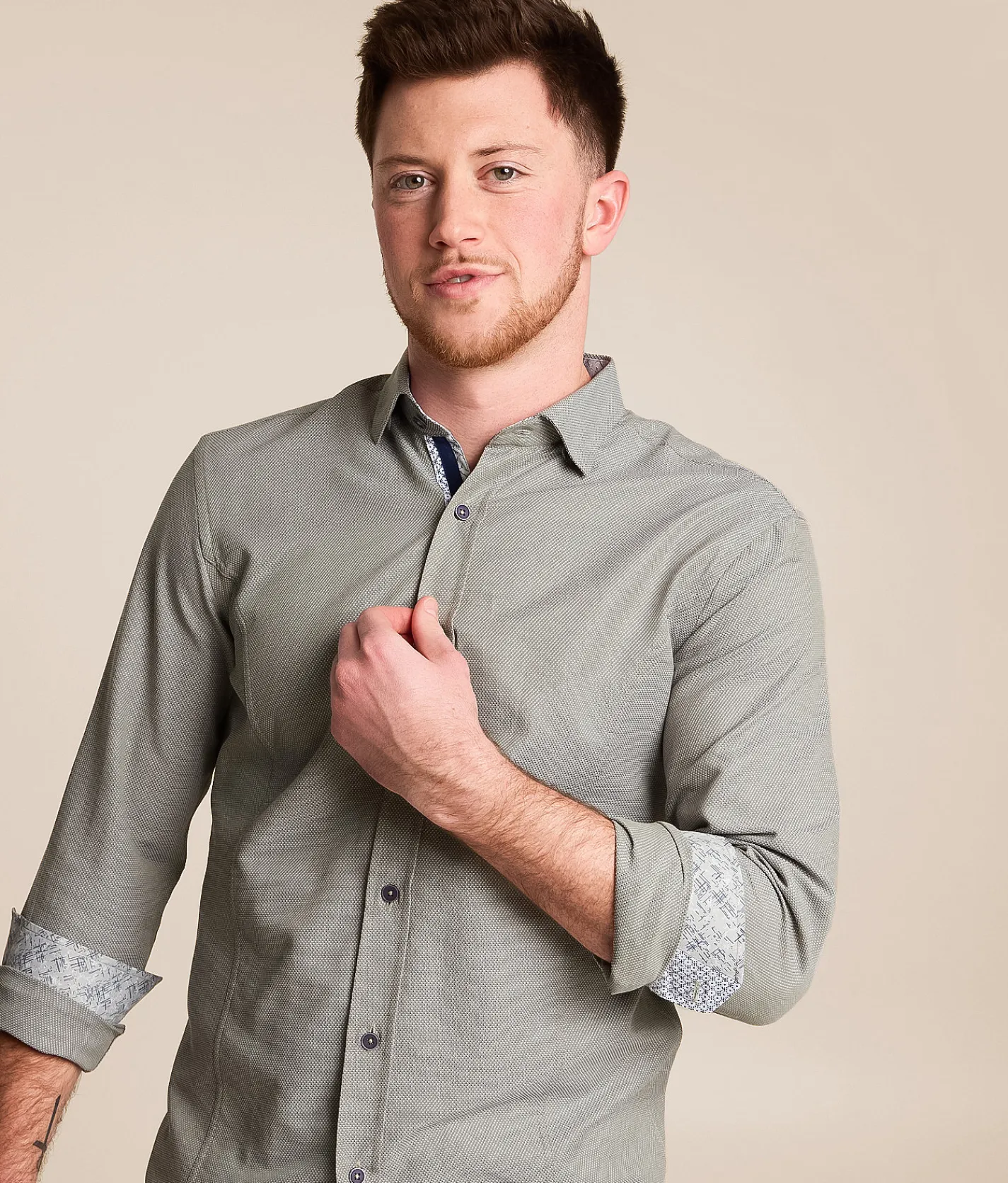 Eight X Textured Woven Shirt Olive Sale