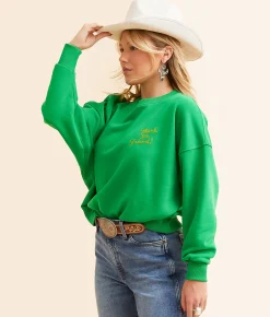 Wrangler® x Lainey Wilson Thank Ya Friend Pullover Fern Green Hot