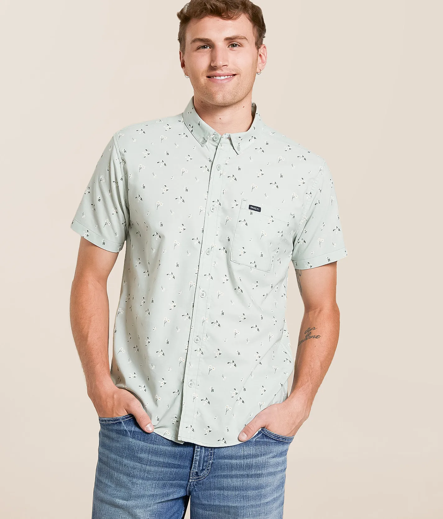 RVCA That'll Do Stretch Shirt Green Tea Discount