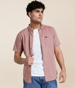 Tops | RVCA That'll Do Striped Stretch Shirt Pale Mauve