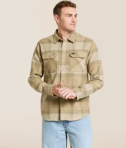 Tops | RVCA That'll Work Flannel Shirt Light Khaki