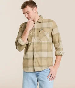 Tops | RVCA That'll Work Flannel Shirt Light Khaki