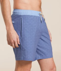 Fair Harbor The Bayberry Waves Stretch Swim Trunks Blue