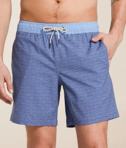 Fair Harbor The Bayberry Waves Stretch Swim Trunks Blue