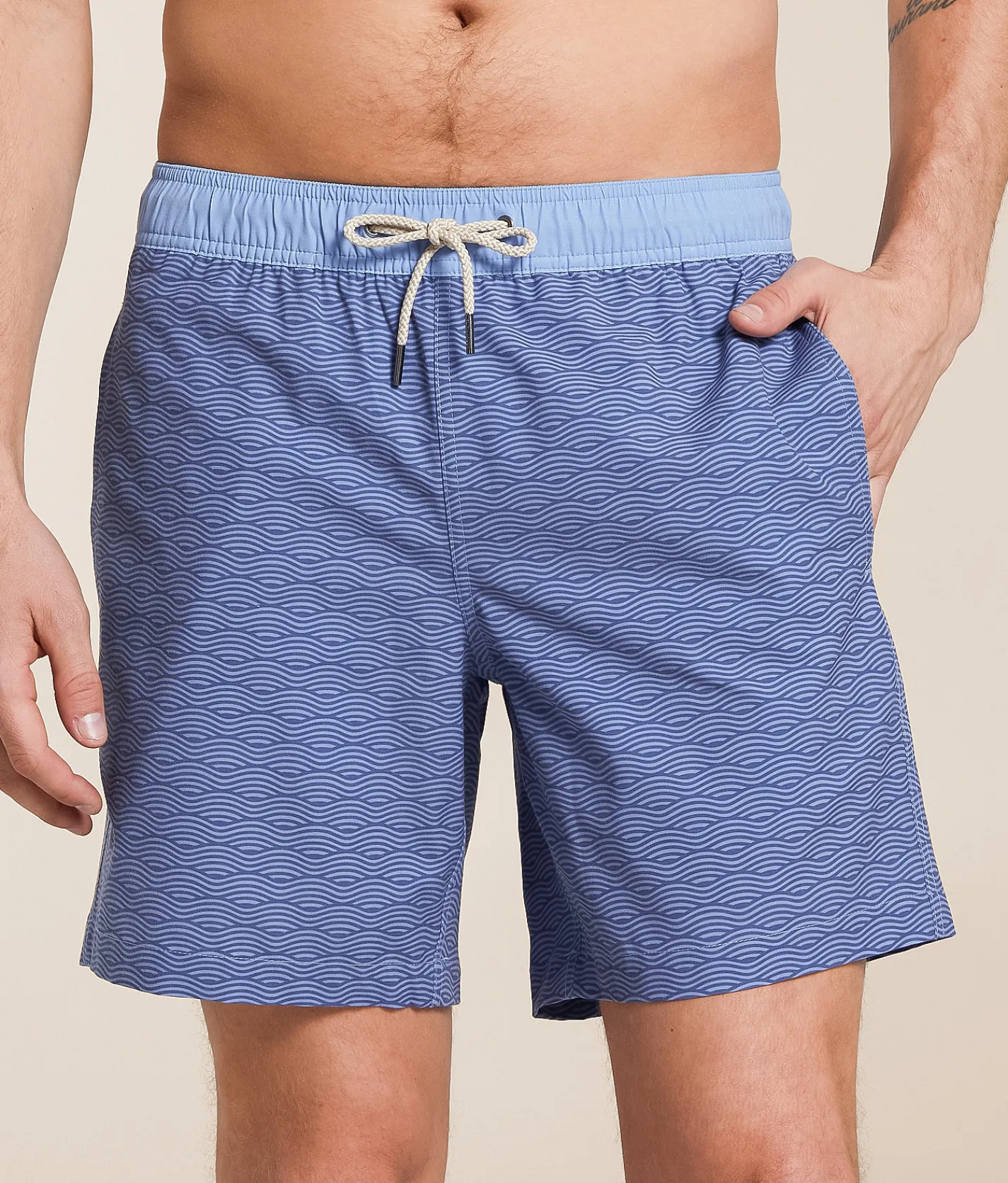 Fair Harbor The Bayberry Waves Stretch Swim Trunks Blue