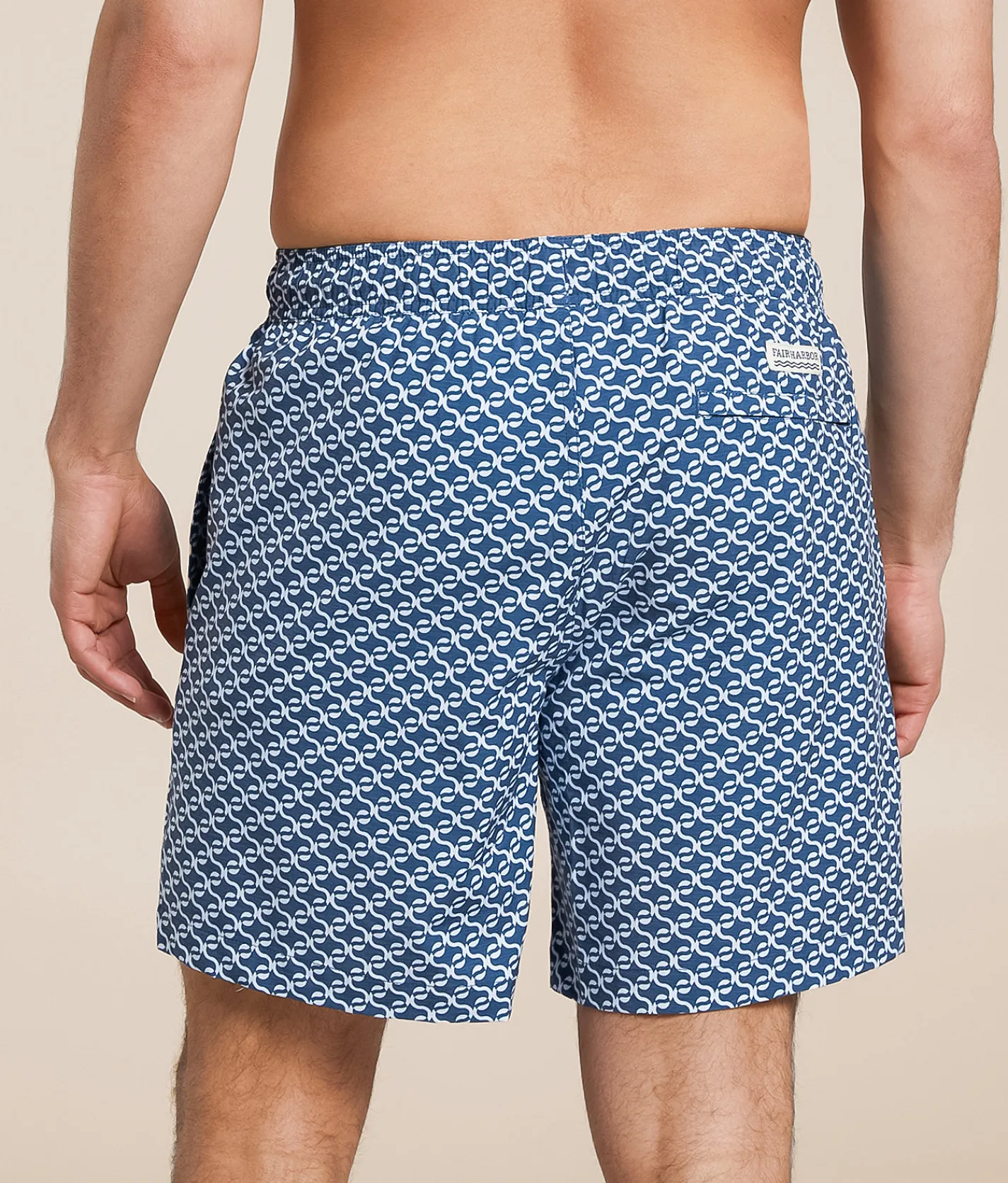 Fair Harbor The Bayberry Geo Stretch Swim Trunks Navy Clearance