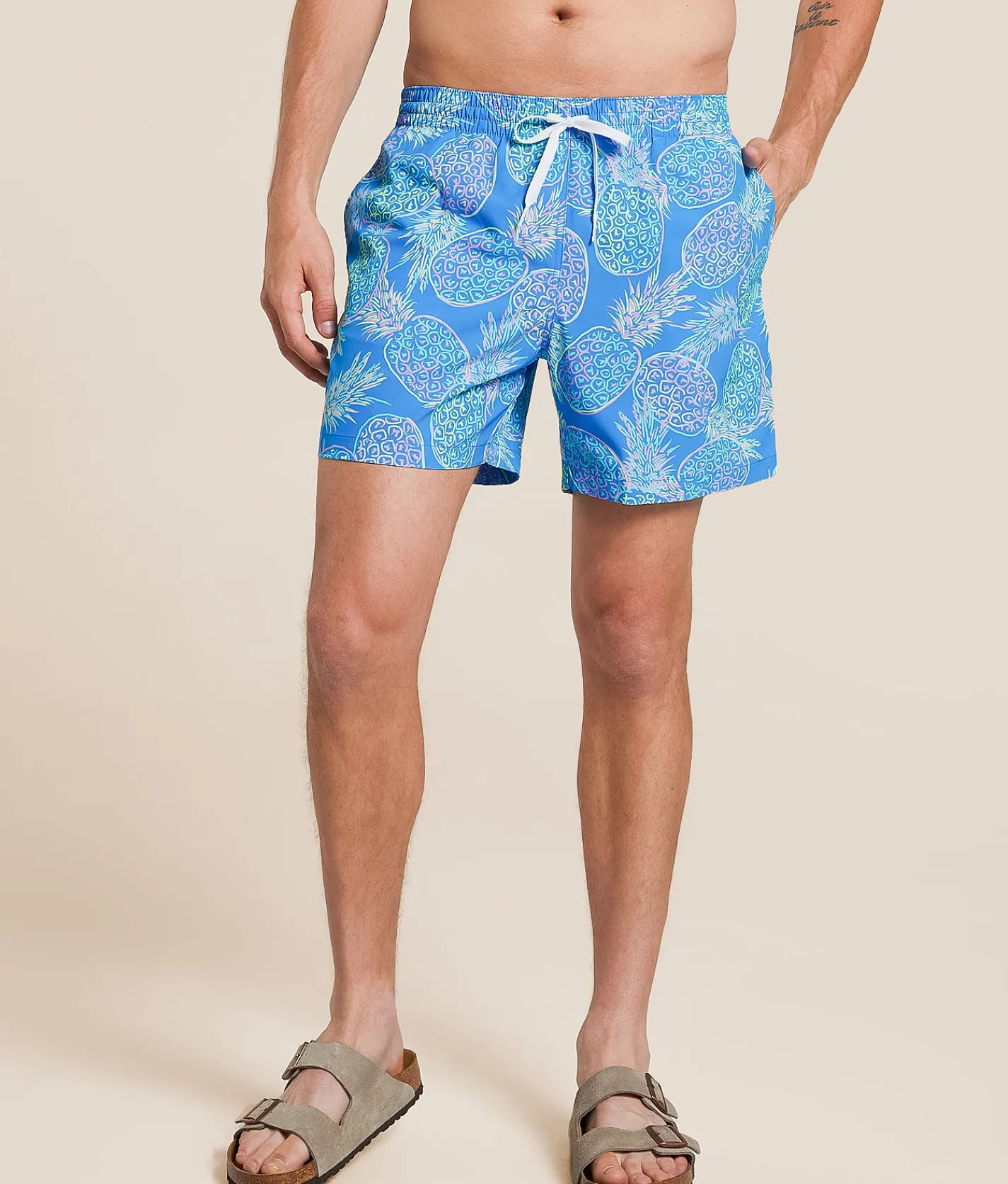 Bottoms|Swimwear | Chubbies The Bay Breeze Stretch Swim Trunks Medium Blue
