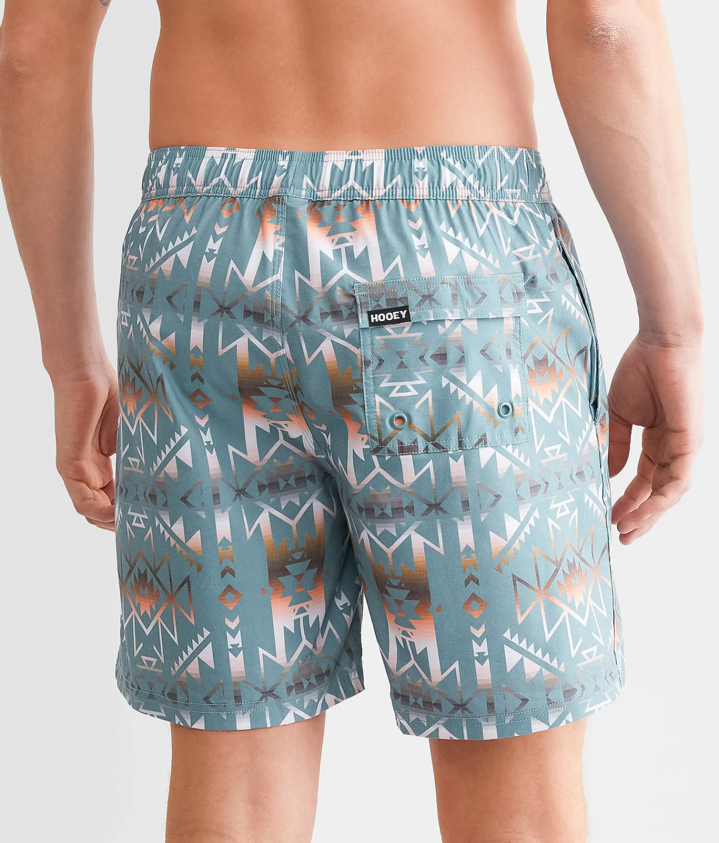 Bottoms|Swimwear | Hooey The Bigwake Stretch Swim Trunks Teal Aztec