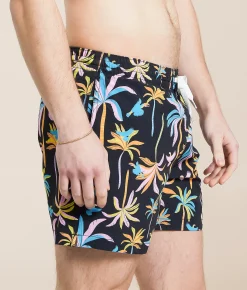 Bottoms|Swimwear | Chubbies The Night Light Stretch Swim Trunks Black