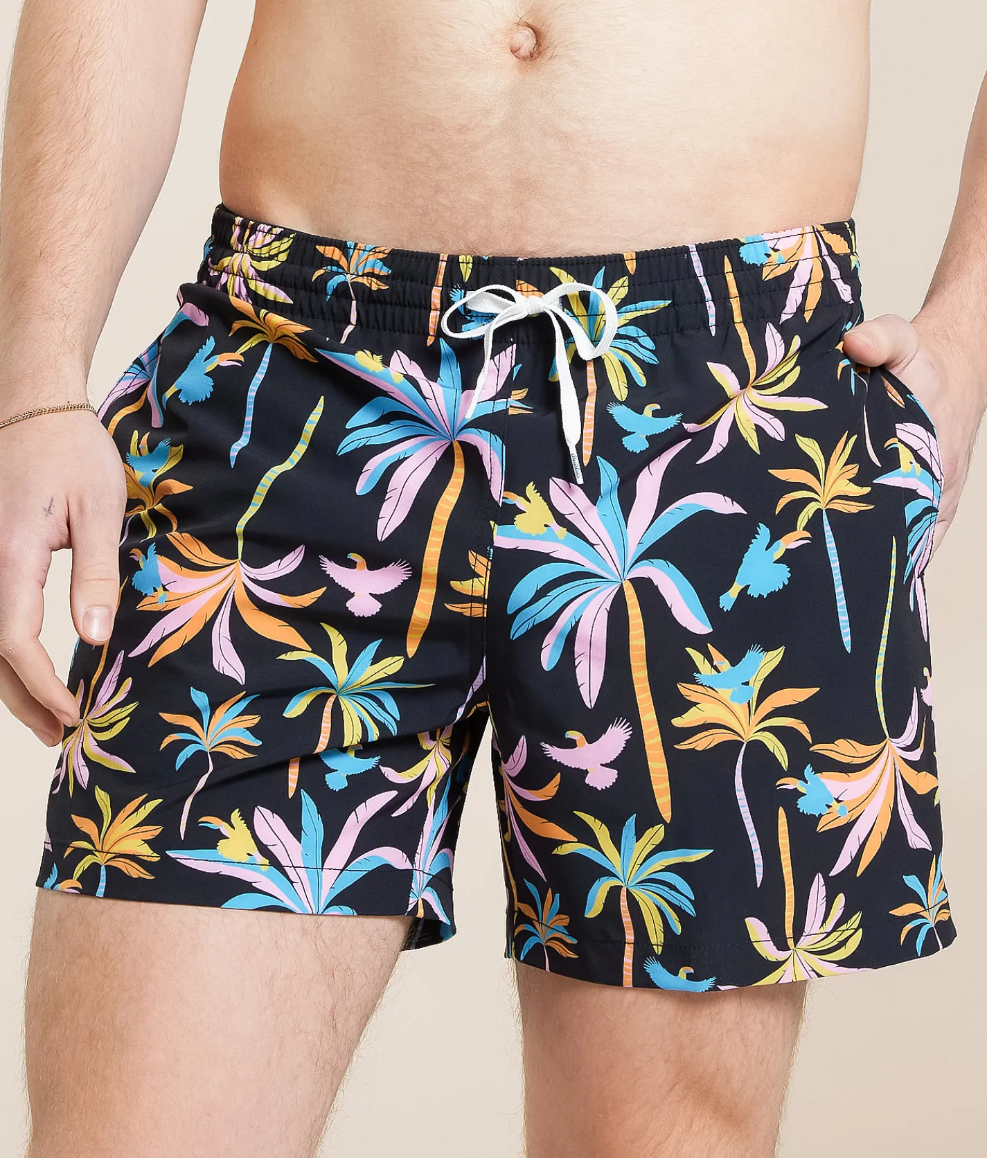 Bottoms|Swimwear | Chubbies The Night Light Stretch Swim Trunks Black