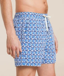 Bottoms|Swimwear | Fair Harbor The Bungalow Rolling Waves Stretch Swim Trunks Blue