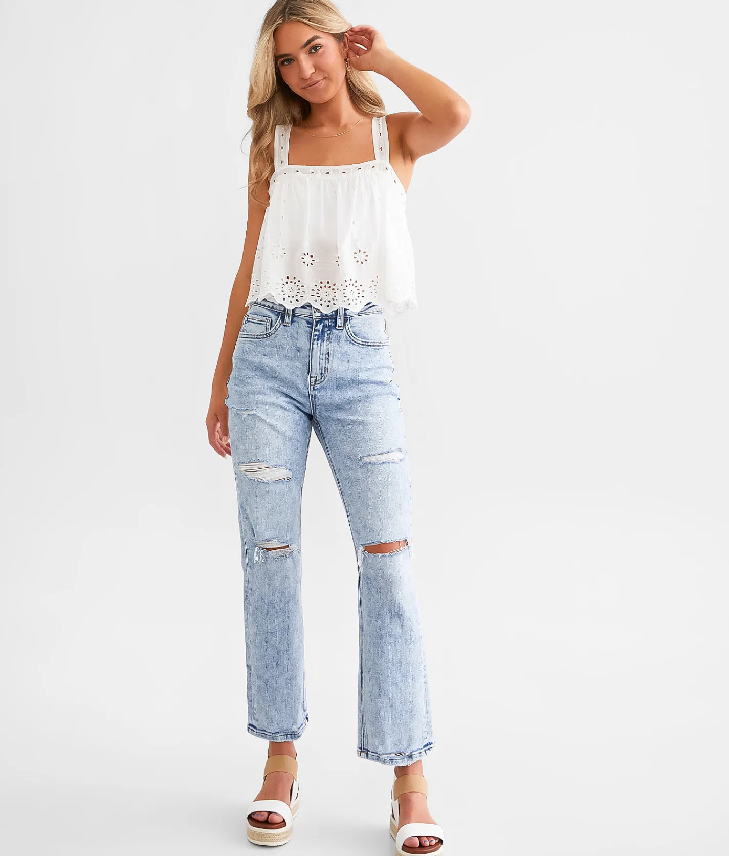 Jeans|Sale Jeans | Willow & Root The Cropped Rise Up Jean Jade Plant