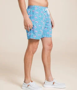 Bottoms | Chubbies The Domingos Are For Flamingos Stretch Swim Trunks Bright Blue Solid