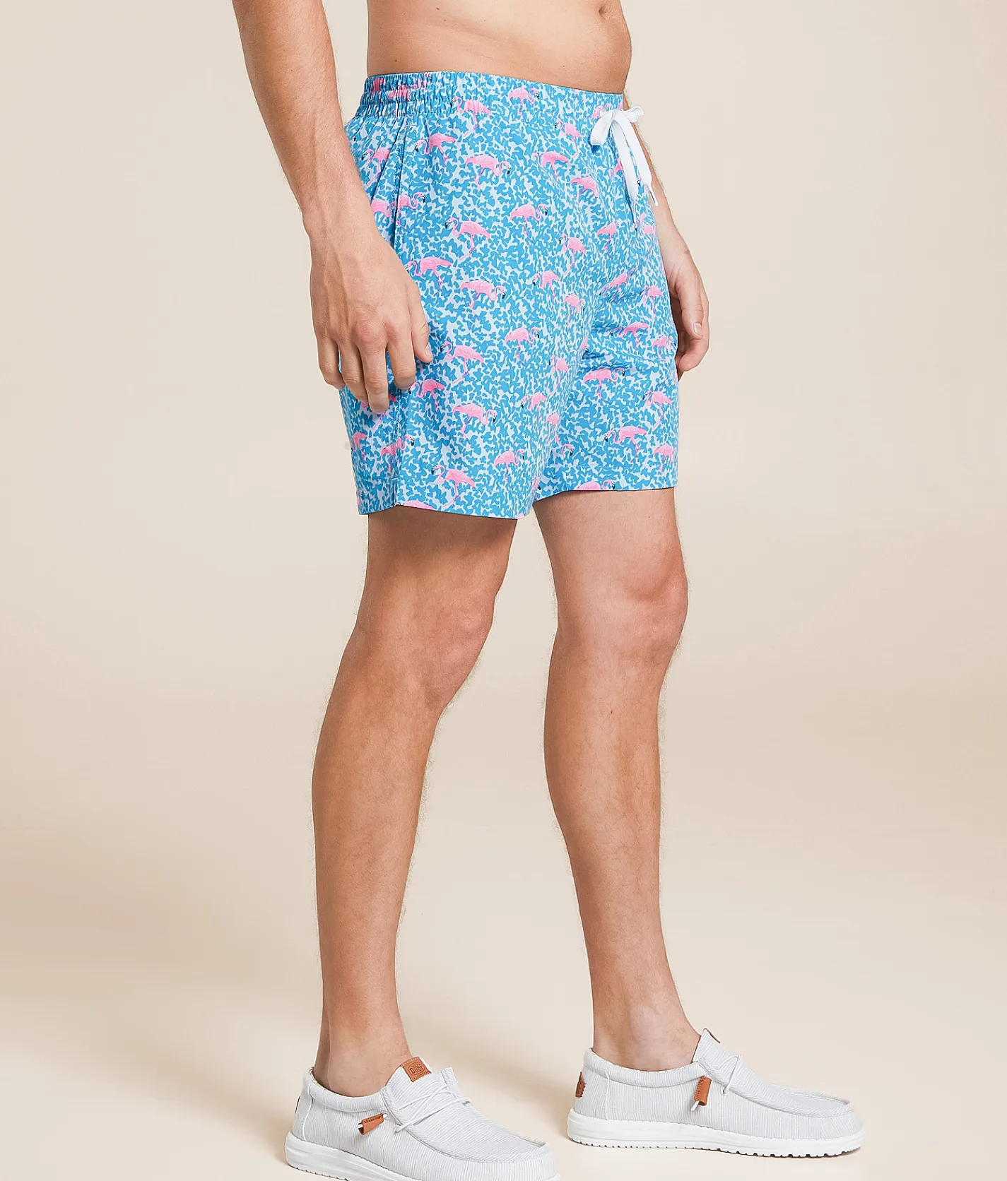 Bottoms | Chubbies The Domingos Are For Flamingos Stretch Swim Trunks Bright Blue Solid