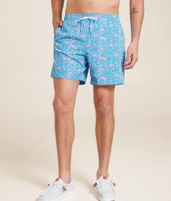 Chubbies The Domingos Are For Flamingos Stretch Swim Trunks Bright Blue Solid Online