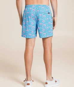 Chubbies The Domingos Are For Flamingos Stretch Swim Trunks Bright Blue Solid Online