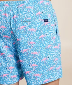 Chubbies The Domingos Are For Flamingos Stretch Swim Trunks Bright Blue Solid Online